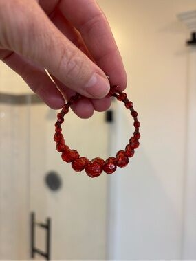 Red Faceted Bead Hoop Earring - Women's Jewelry